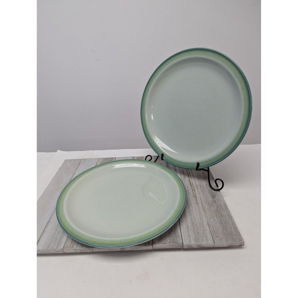 Vintage Stoneware JCPenney Sea Green Dinner Plates Set Of 2